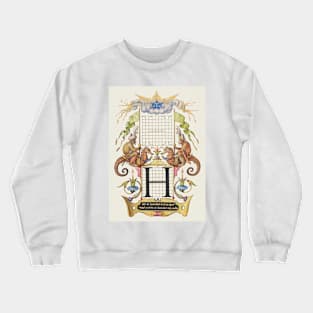 Antique 16th Century "H" Monogram Calligraphy Crewneck Sweatshirt